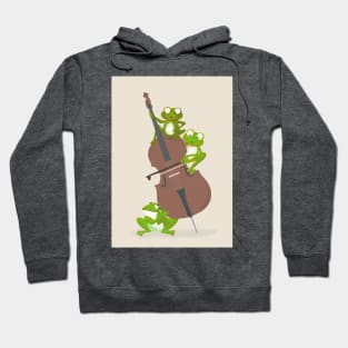 Three funny frogs playing the double bass Hoodie